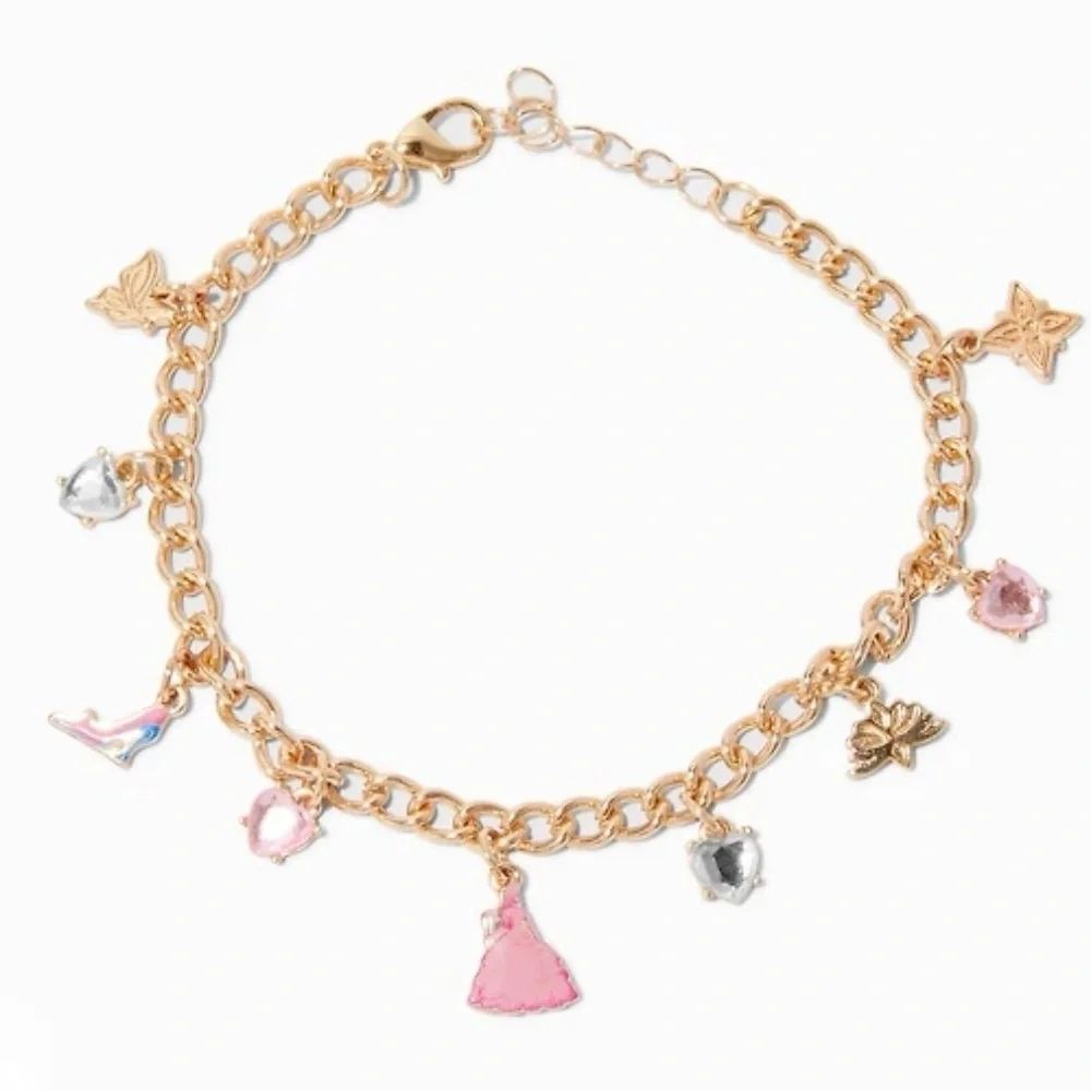 Wicked Glinda Charm Bracelet Claire’s Ariana Grande Pink Shoe Dress Heart‎ Rare